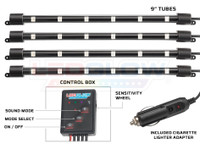 7 Color 4pc LED Interior Tubes, Control Box & Cigarette Lighter Adapter