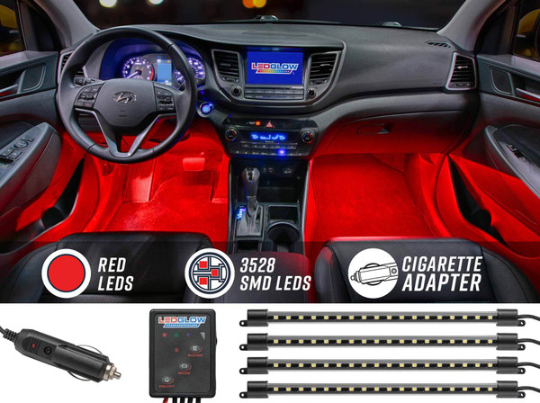 4pc Red LED Car Interior Lights